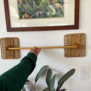 Vintage wicker towel bar